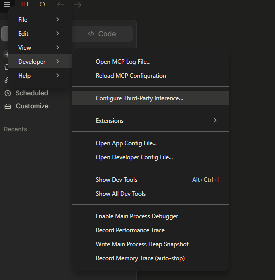 Claude Desktop setup screenshot — Step 2